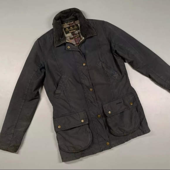 Women's Barbour Vintage Beadnell Wax Jacket Dark Blue size UK14 US10 - Picture 1 of 16